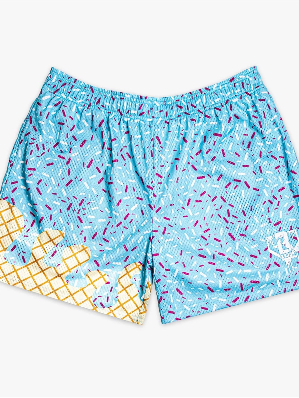 Baseball Lifestyle Blue Ice Cream Cone Print Mesh Shorts